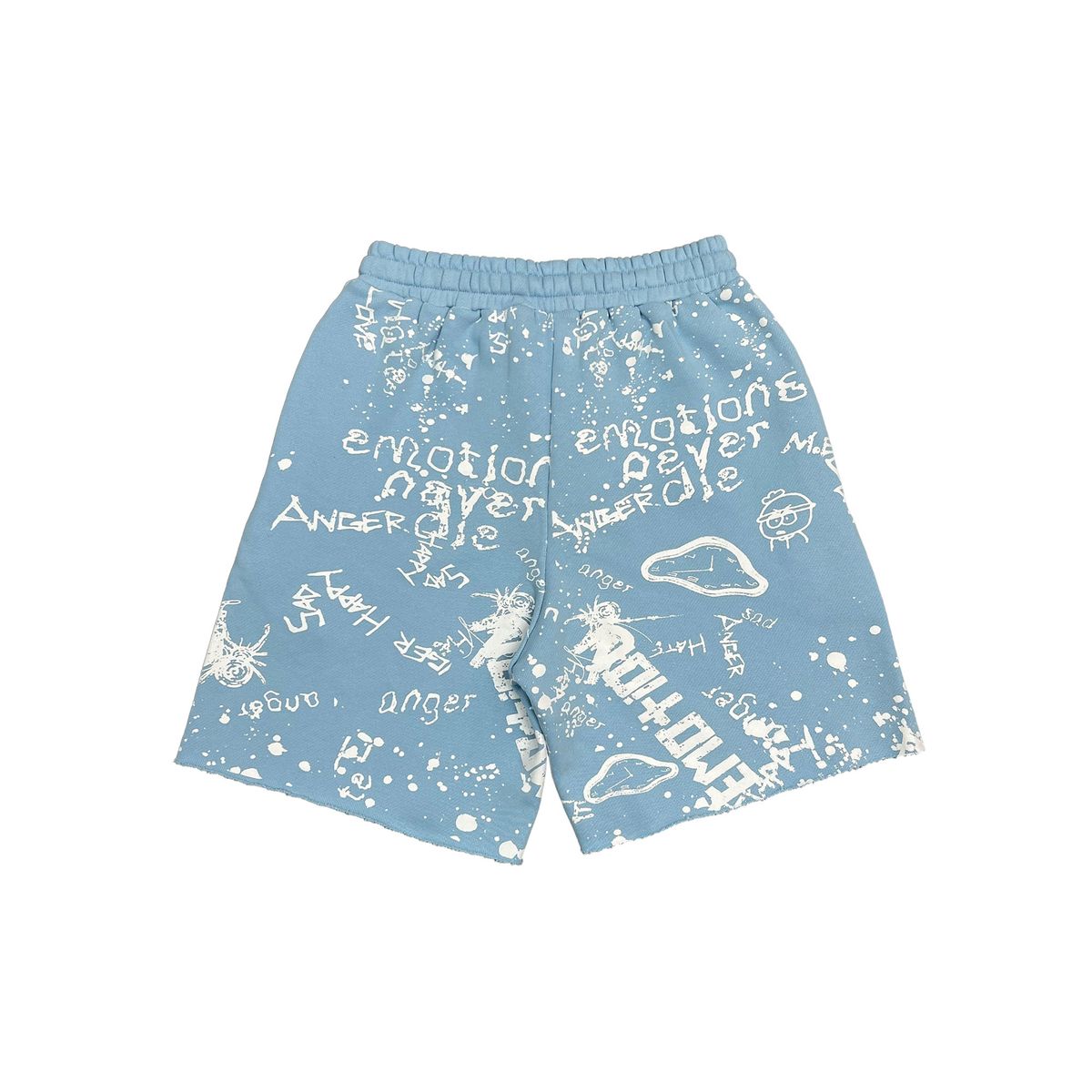 mixed emotion Blue 'Graffiti' shorts