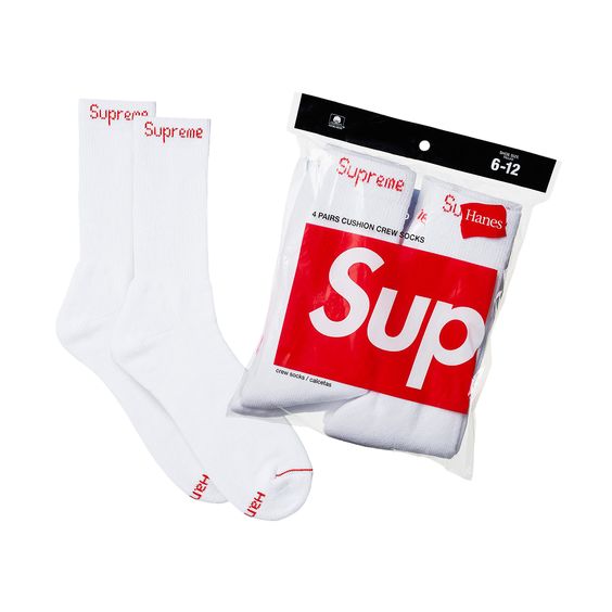 SUPREME X Hanes Crew Socks - White x1 pair