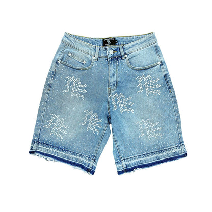 mixed emotion 'ME' Rhinestone Denim Shorts