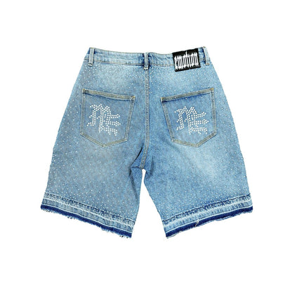 mixed emotion 'ME' Rhinestone Denim Shorts
