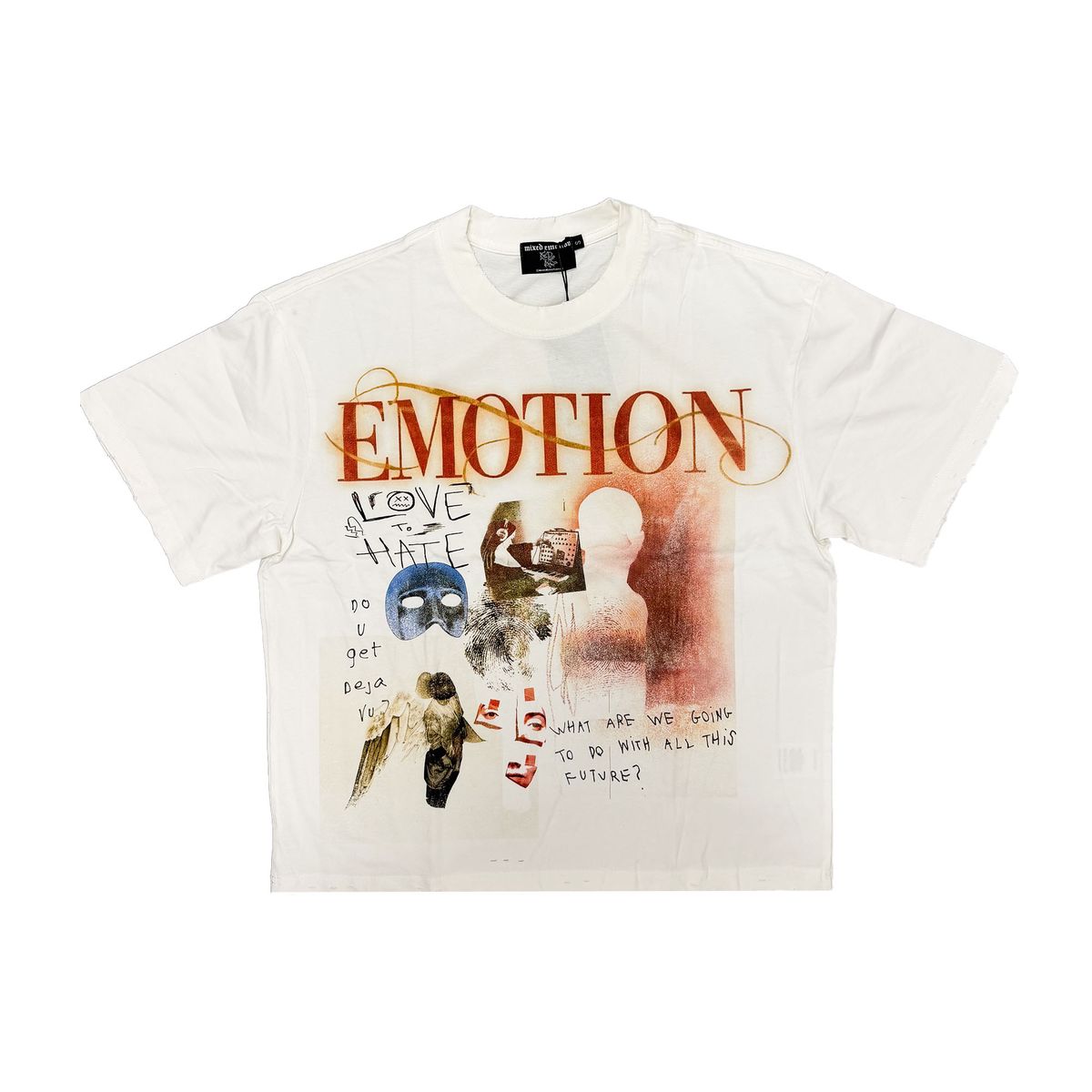 mixed emotion White “Deja Vu” Tee