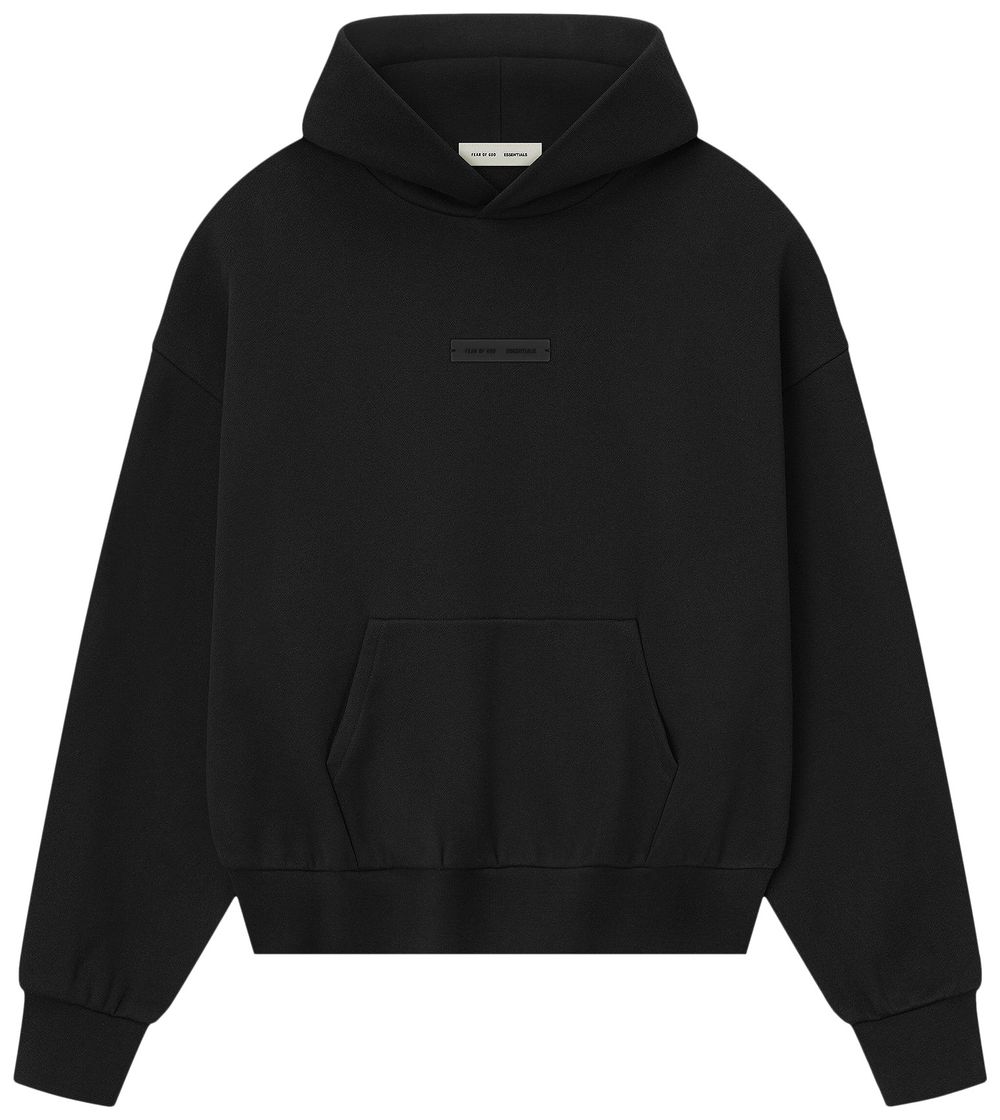 ESSENTIALS Jet Black Classic Fleece Hoodie
