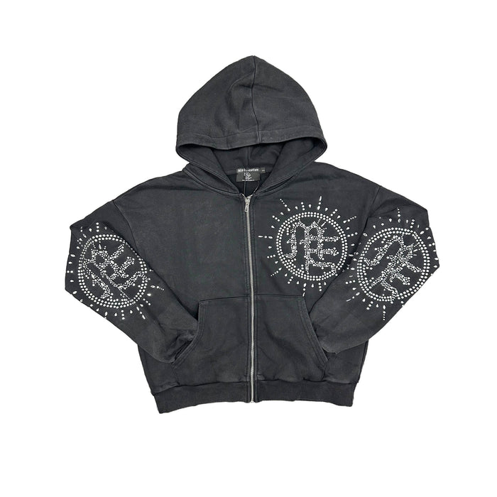 mixed emotion Eclipse’ Grey Acid Wash Rhinestone Sweats