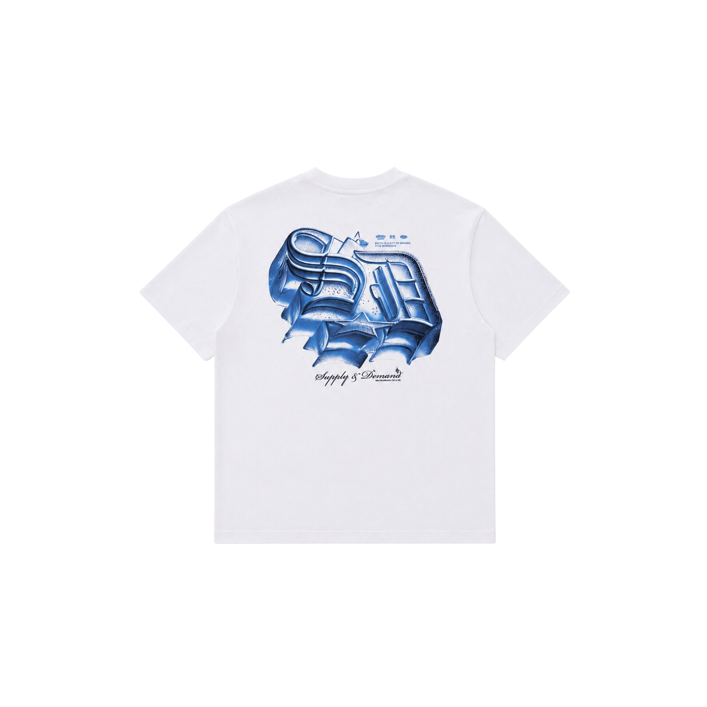 SUPPLY DEMAND WHITE BLUE LETTERING