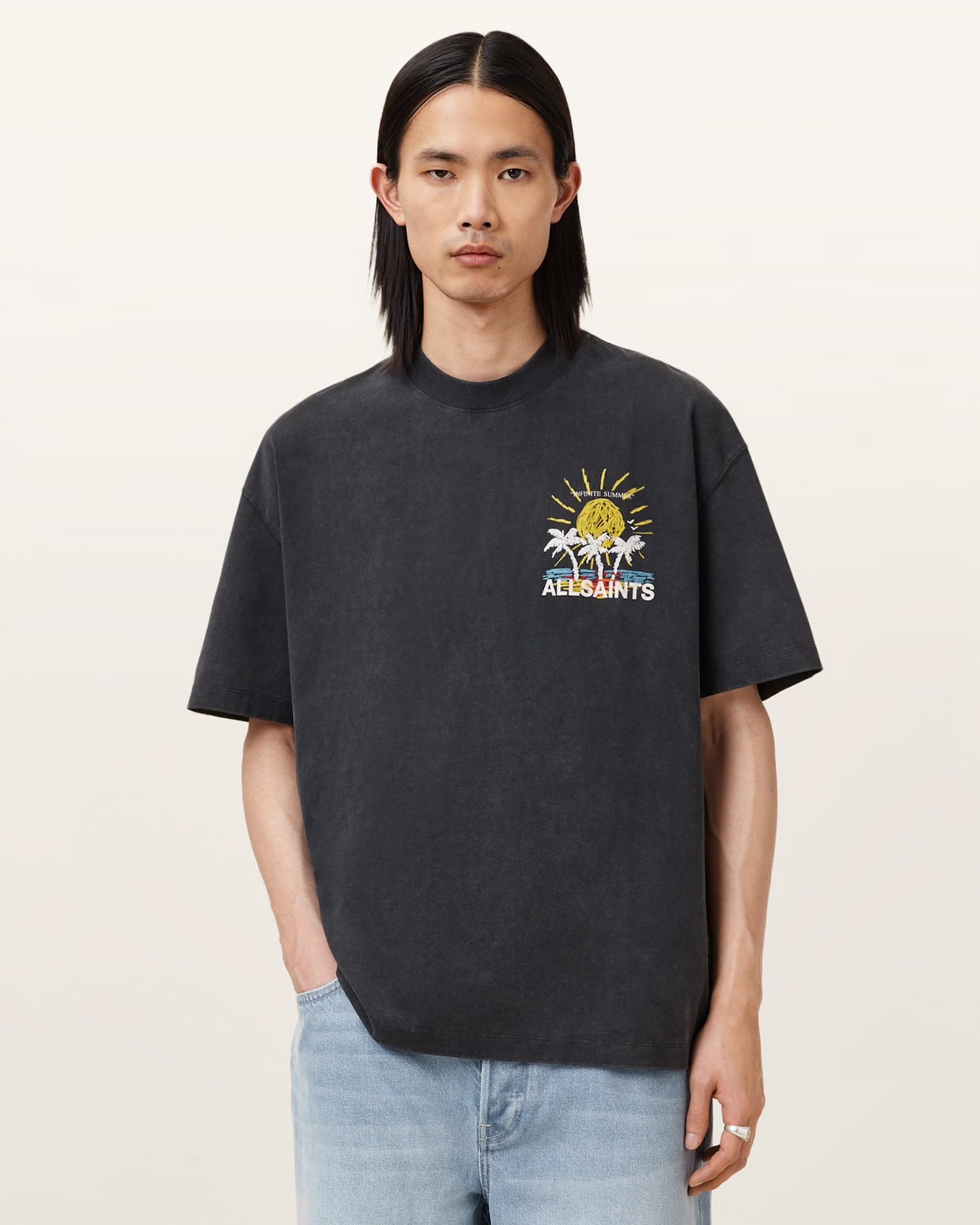 ALL SAINT WHASED BLACK TEE
