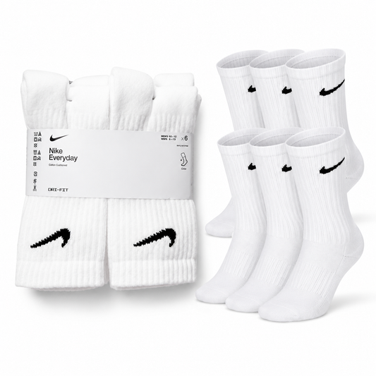 NIKE WHITE SOCKS X 6 PAIRS