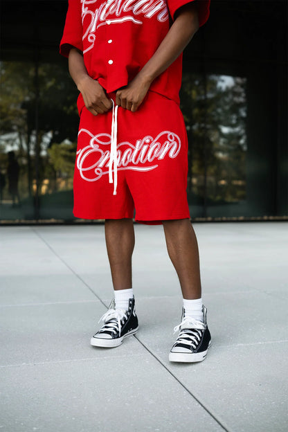 Mixed emotion red short