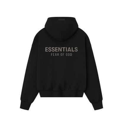 ESSENTIALS Jet Black Classic Fleece Hoodie