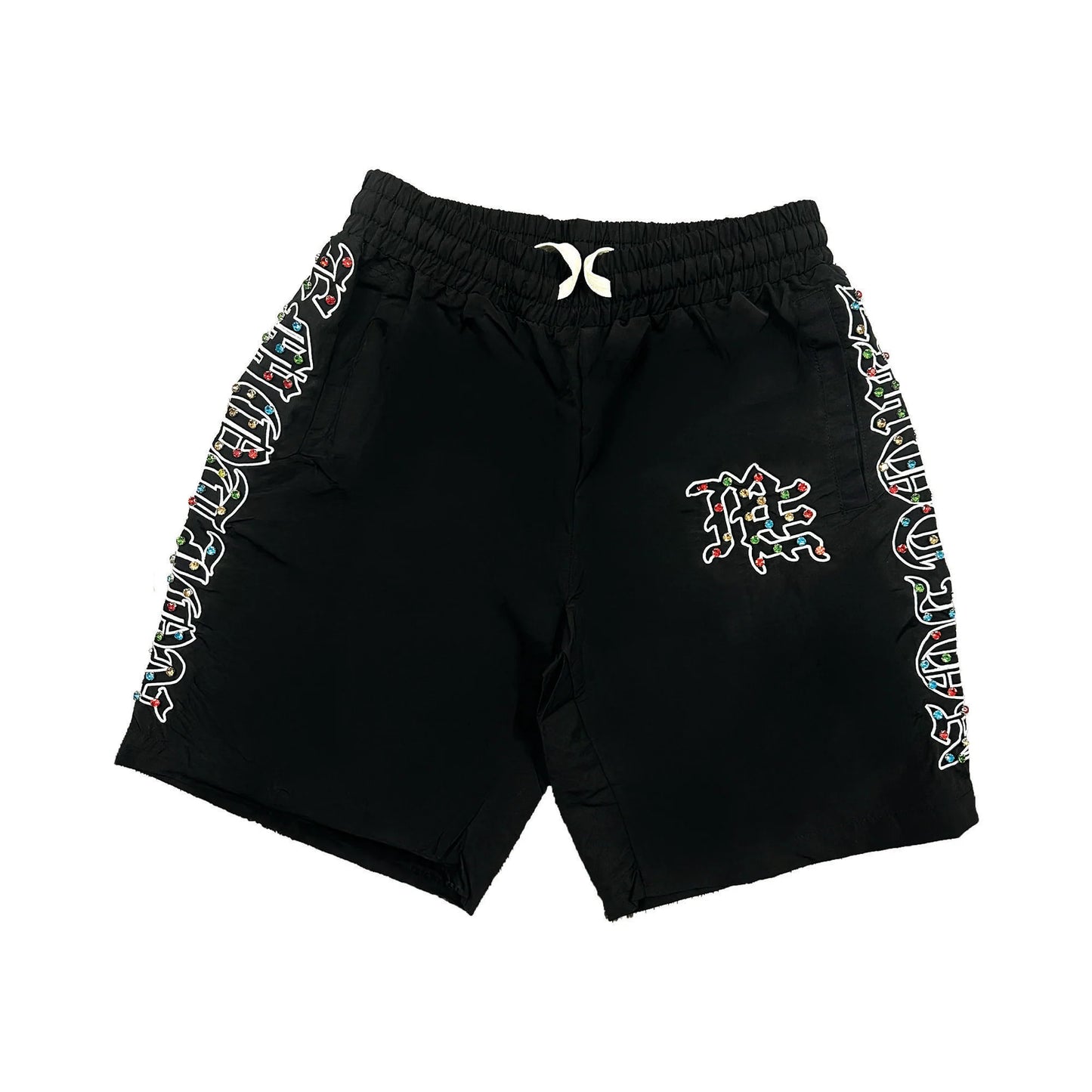 Mixed emotion rhinestone short