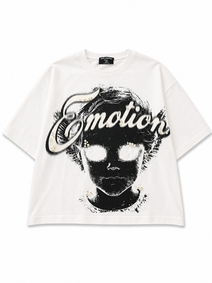 Mixed emotion white angel tee