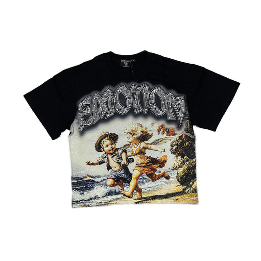 mixed emotion black tee