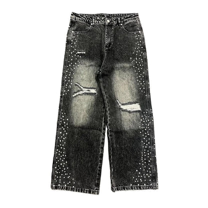 mixed emotion grey stone baggy jeans
