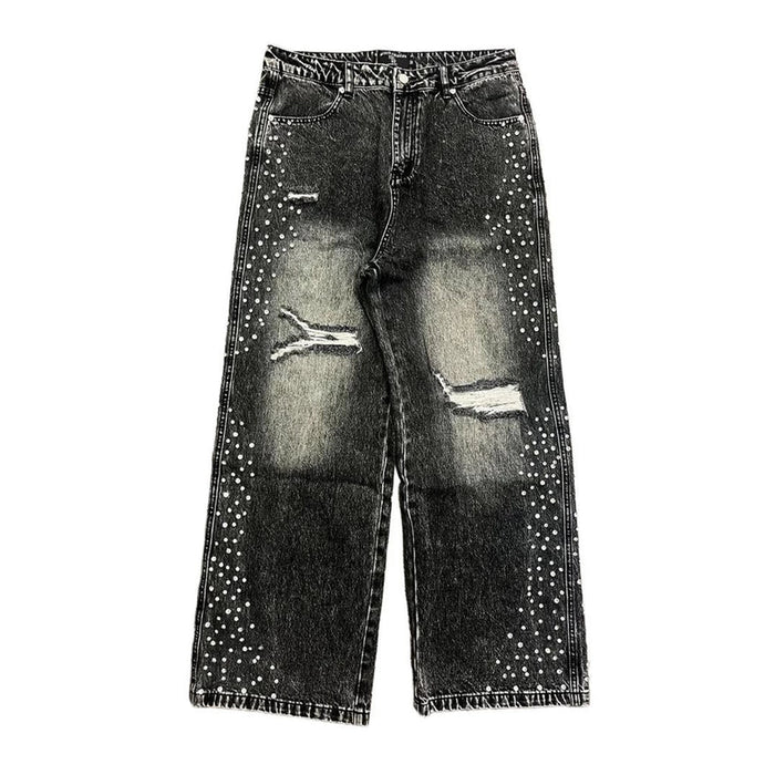mixed emotion grey stone baggy jeans