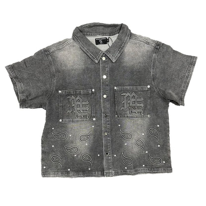 mixed emotion ‘Paisley’ Denim Grey Shirt