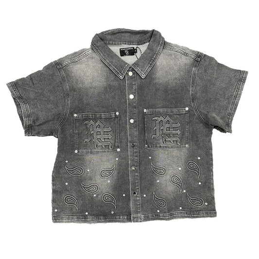 mixed emotion ‘Paisley’ Denim Grey Shirt