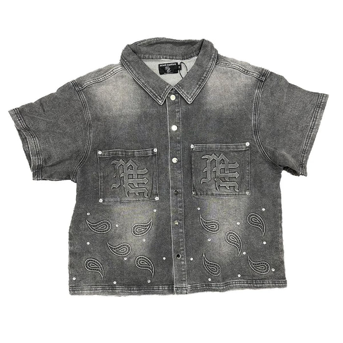 mixed emotion ‘Paisley’ Denim Grey Shirt