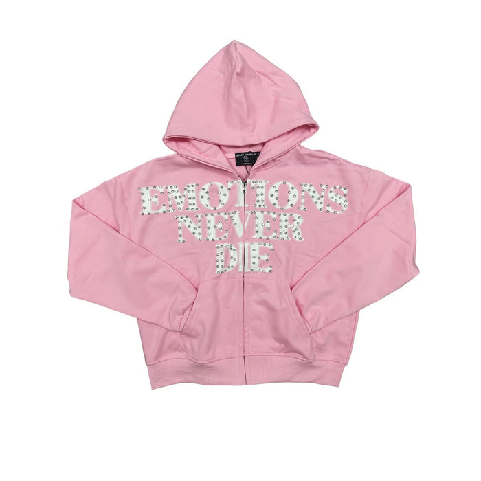 EMOTION NEVER DIE PINK END HOODIE