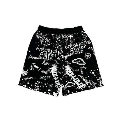 mixed emotion Black “Graffiti” Shorts