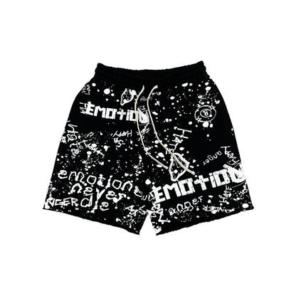 mixed emotion Black “Graffiti” Shorts