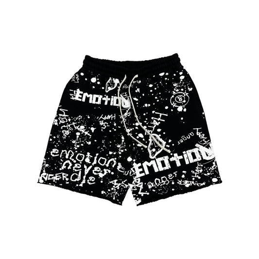 mixed emotion Black “Graffiti” Shorts