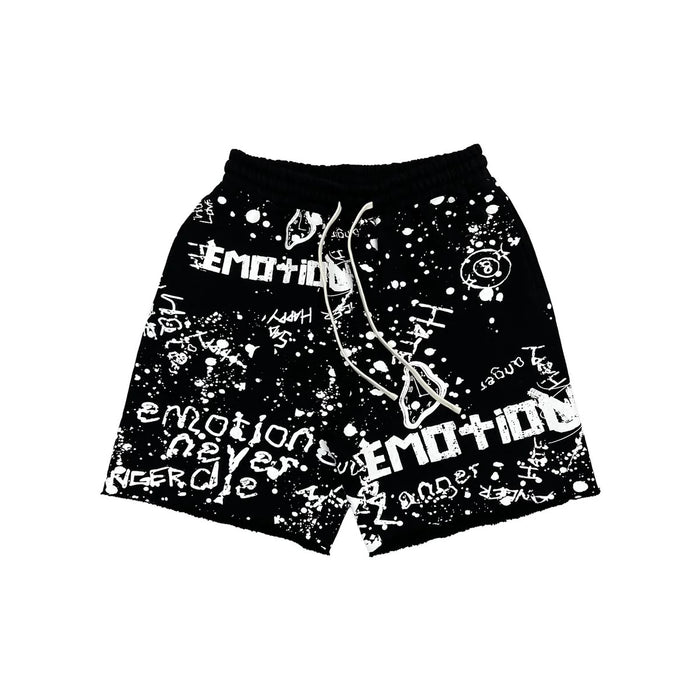 mixed emotion Black “Graffiti” Shorts